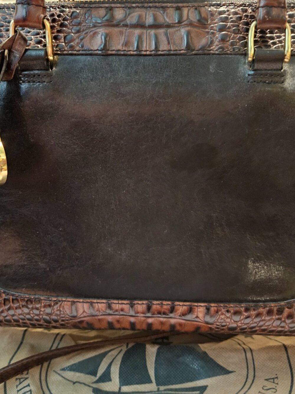 Vintage Brahmin Tuscan Crandall Doctors Handbag Black & Brown - Picture 9 of 15